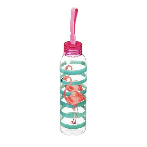 Flamingo Glass Water Bottle
