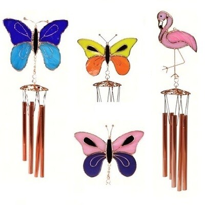 Wind Chime - Glass Butterfly or Flamingo