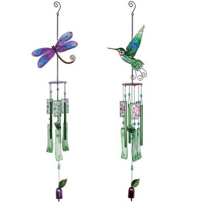 Wind Chime - Glass Dragonfly or Hummingbird