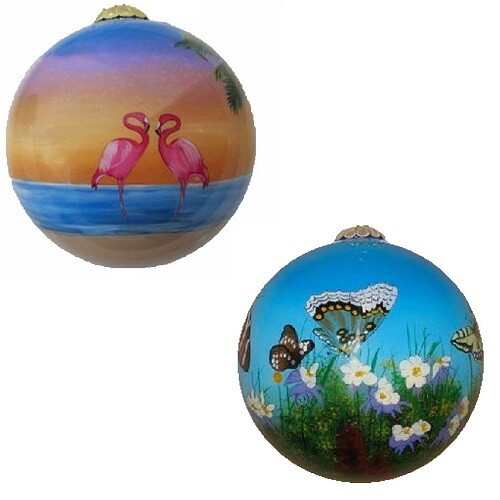 Ornament - Hand Painted Flamingo or Butterfly Ball