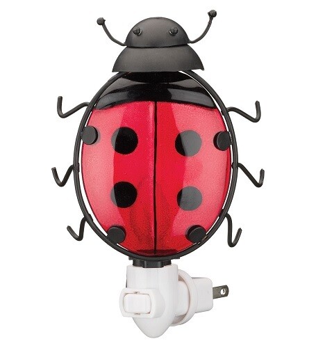 Night Light - Glass Whimsical, Style: Ladybug