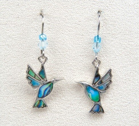 Abalone Jewelry - Birds, Style: Hummingbird Earrings