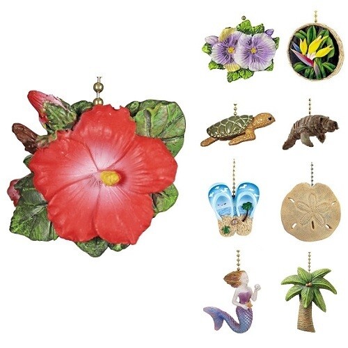 Fan Pulls-  Ocean and Flowers