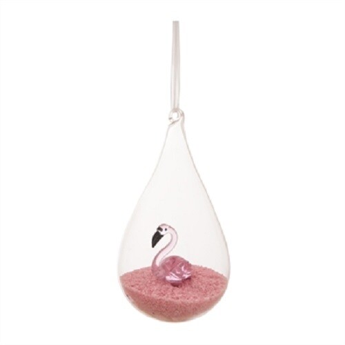 Glass Ball Pink Sand Flamingo