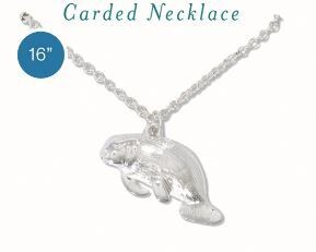 Periwinkle - Small Charm on Silver Necklace, Style: Manatee