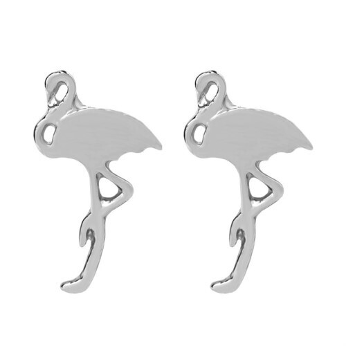 Earrings - Stud Flamingos Silver or Gold, Color: Silver