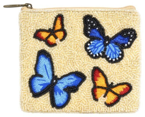 Pouch - Hand Beaded Butterfly