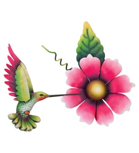 Wall Art - Hummingbird with Pink Flower