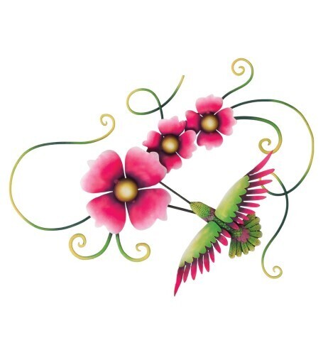 Wall Art - Hummingbird with Three Flowers