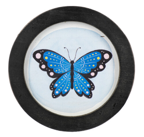 Wall Art - Round Butterfly, Color: Blue
