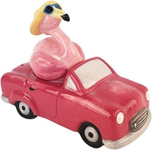 Salt and Pepper Shakers - Flamingo in a Convertible