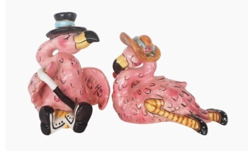 Salt and Pepper Shakers - Fancy Flamingos