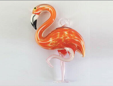 Ornament - Orange Glass Flamingo