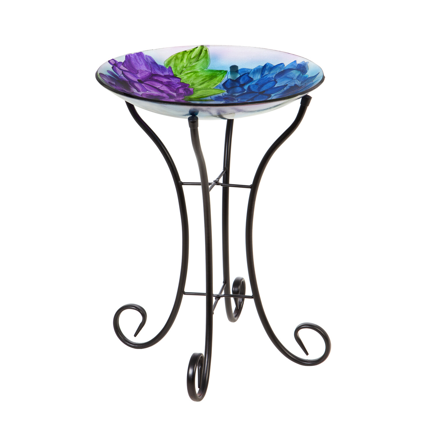 Birdbath with Stand - Hydrangea