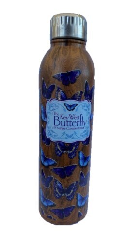 Water Bottle - Wooden, Color: Blue Butterfly