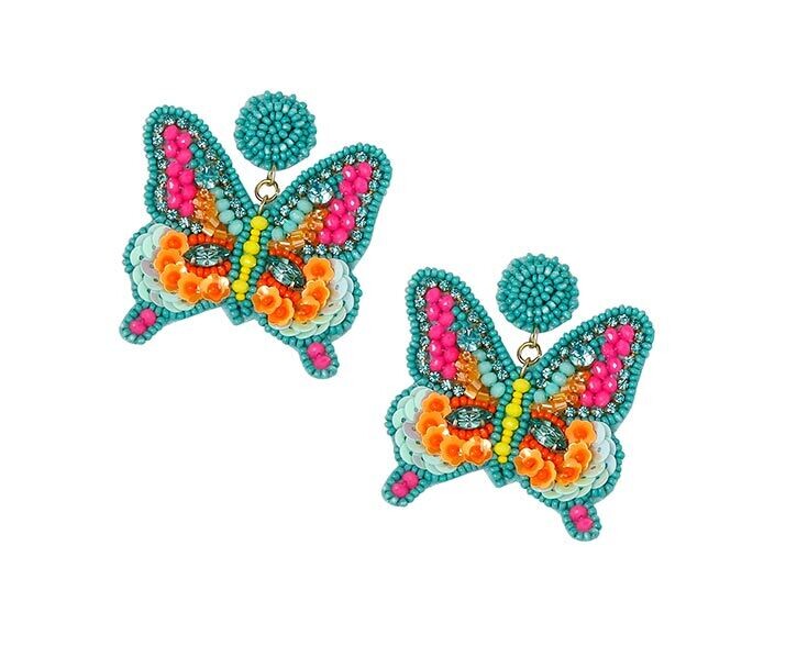 Earrings Seed Bead Butterfly
