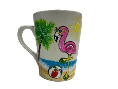 Mug - Hand-Painted Flamingo