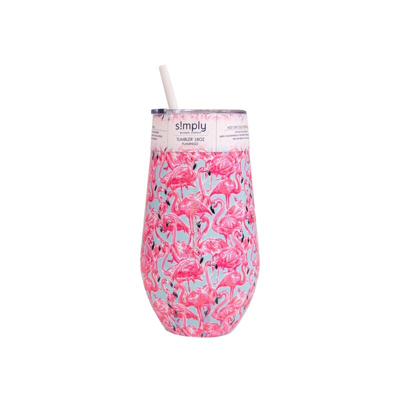 Tumbler - Wine 16 oz Flamingo