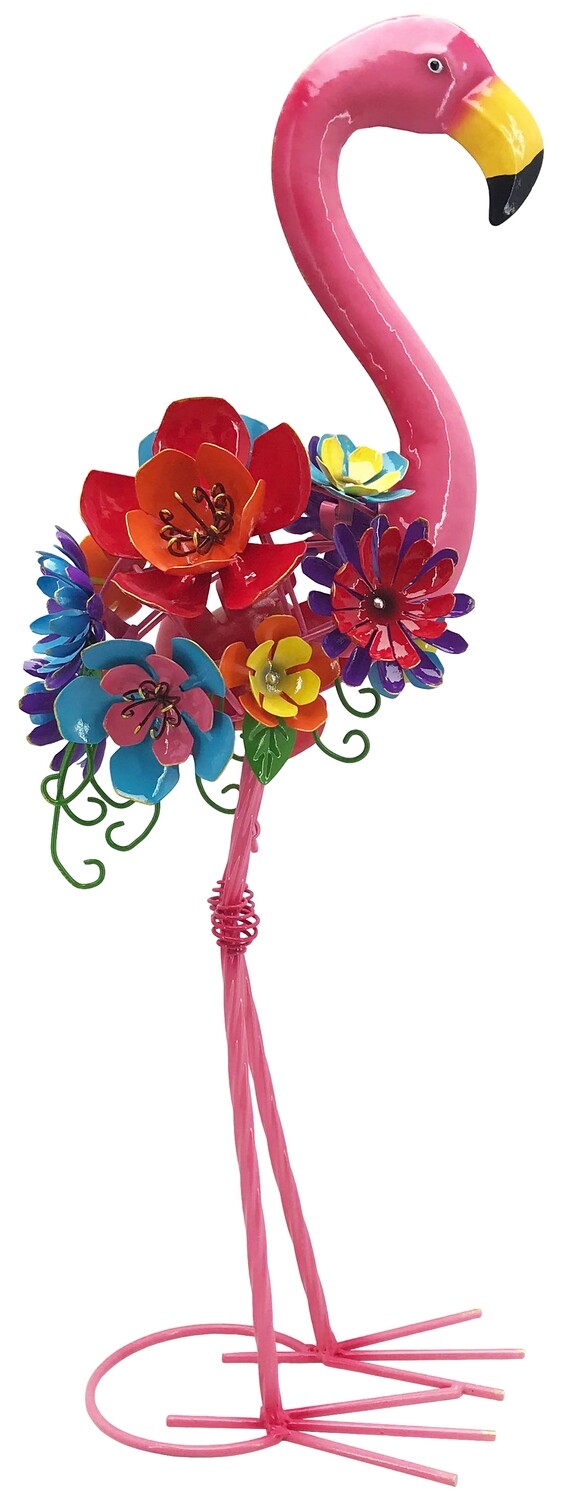 Statue - Flamingo with Flowers