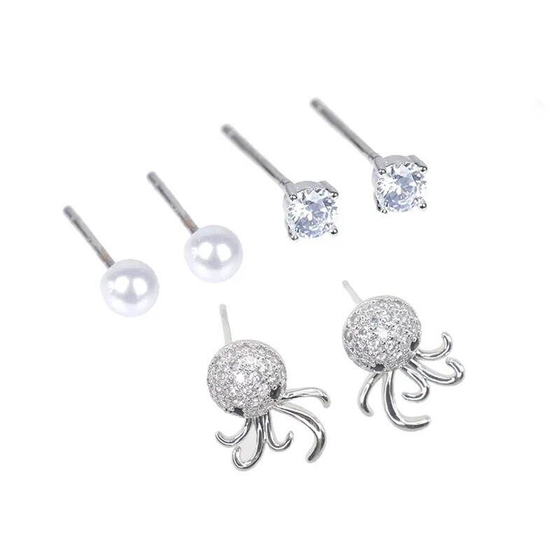 Earrings - Post Sets, Sets: Octopus