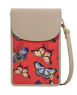 Purse - Crossbody Fabric with Leather Trip