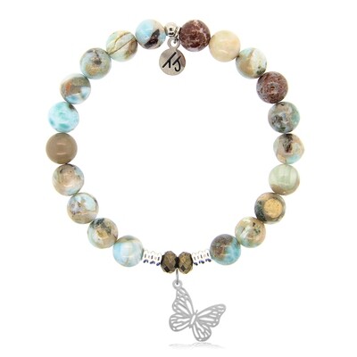 Bracelet - Larimar Beads with Butterfly