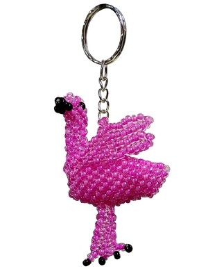 Key Chain - Seed Bead Flamingo