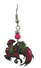 Earrings - Acrylic Chickens, Style: Red and Green