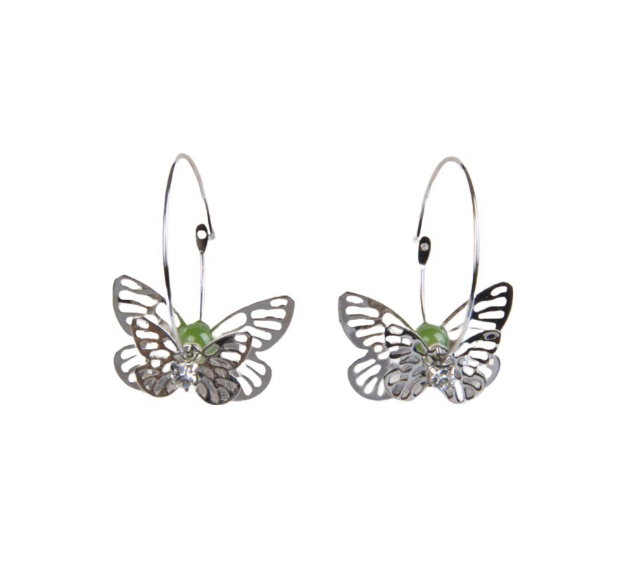 Earrings - Jade Butterfly Hoop