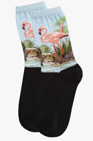 Socks - Men&#39;s Black Flamingo