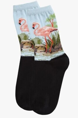 Socks - Men's Black Flamingo