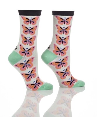 Socks - Pink Butterfly Crew Socks