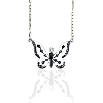 AK - Black and White Butterfly Necklace