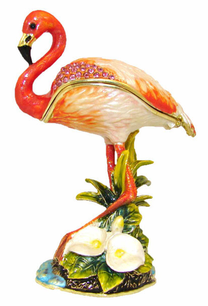 Jeweled Box - Flamingo 4&quot;