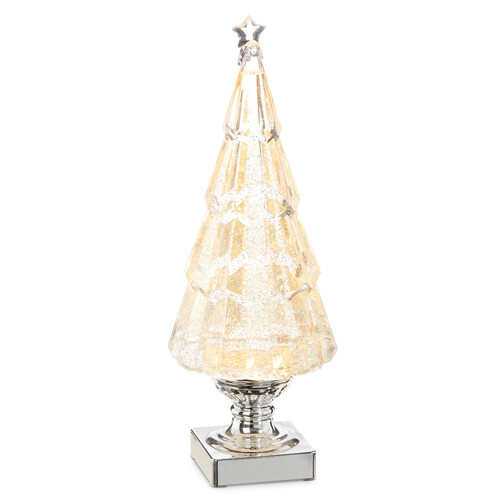Lighted Tree 14" w/ Silver Glitter