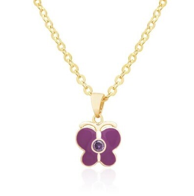 Necklace - Purple Butterfly with Gem
