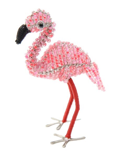 Figurine - Beaded Mini Flamingo
