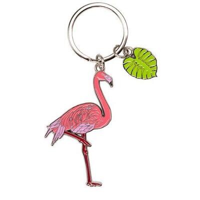 Key Ring - Flamingo and Leaf