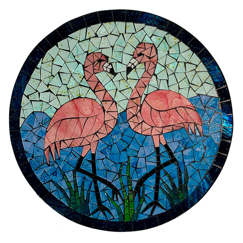 Wall Art - Mosaic Flamingo Pair