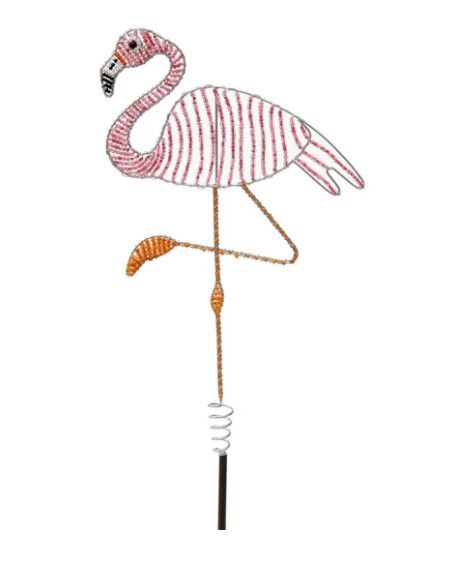 Stake - Beaded Flamingo