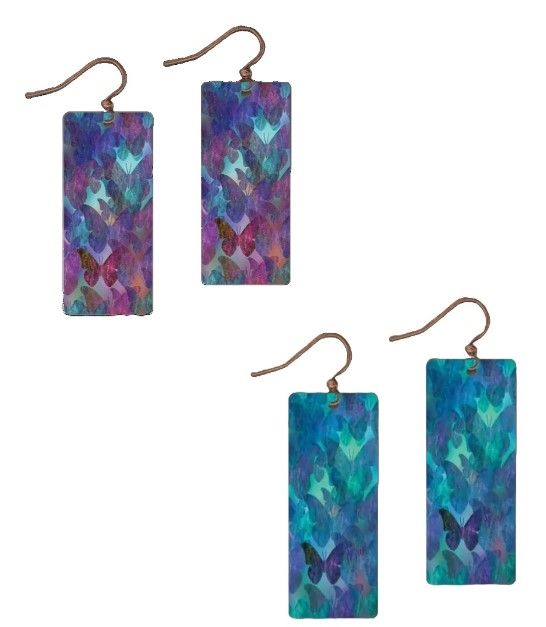 Earrings - Rectangle Butterflies