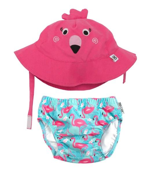 Diaper and Sun Hat Flamingo