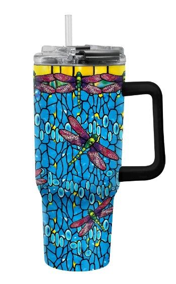 Tumbler - 30 oz Tiffany Purple Dragonflies