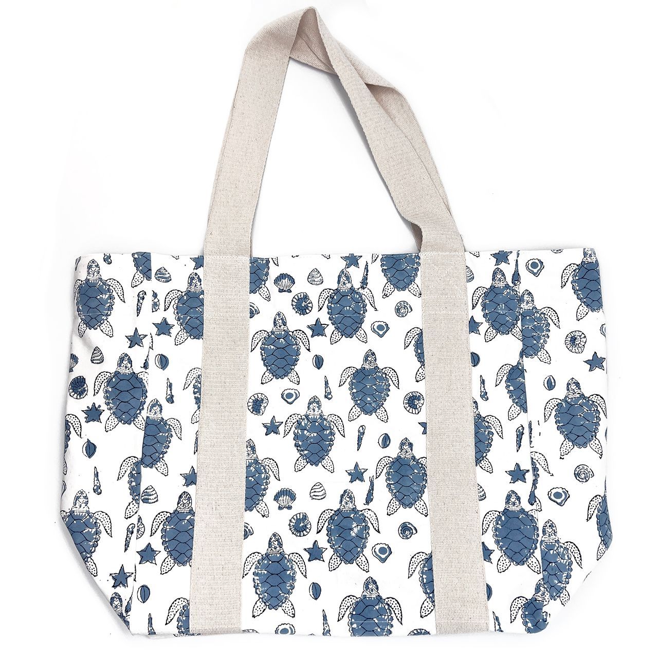 Tote - Block Printed Turtles