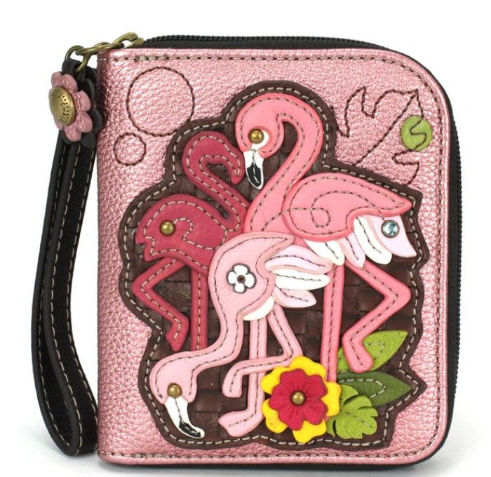 Chala - Wallet Glitter Pink Flamingo Trio