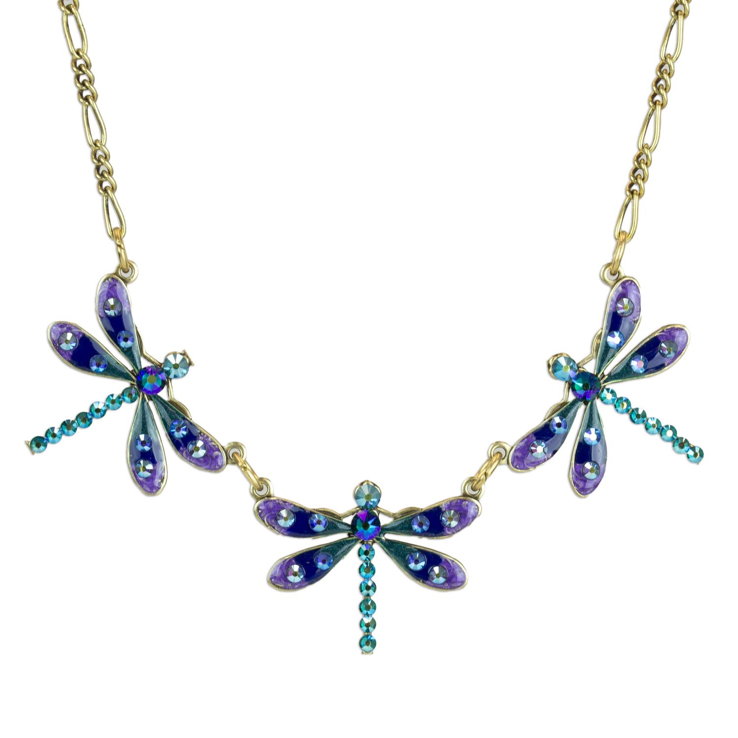 Necklace - AK Dragonfly Trio Purple