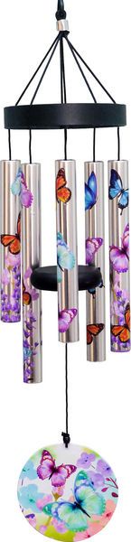 Wind Chime - Metal Multi Color Butterflies