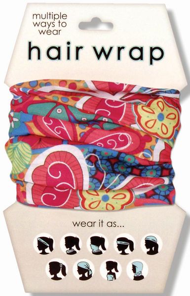 Head Wrap - Red with Butterflies