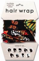 Head Wrap - Black with Butterflies