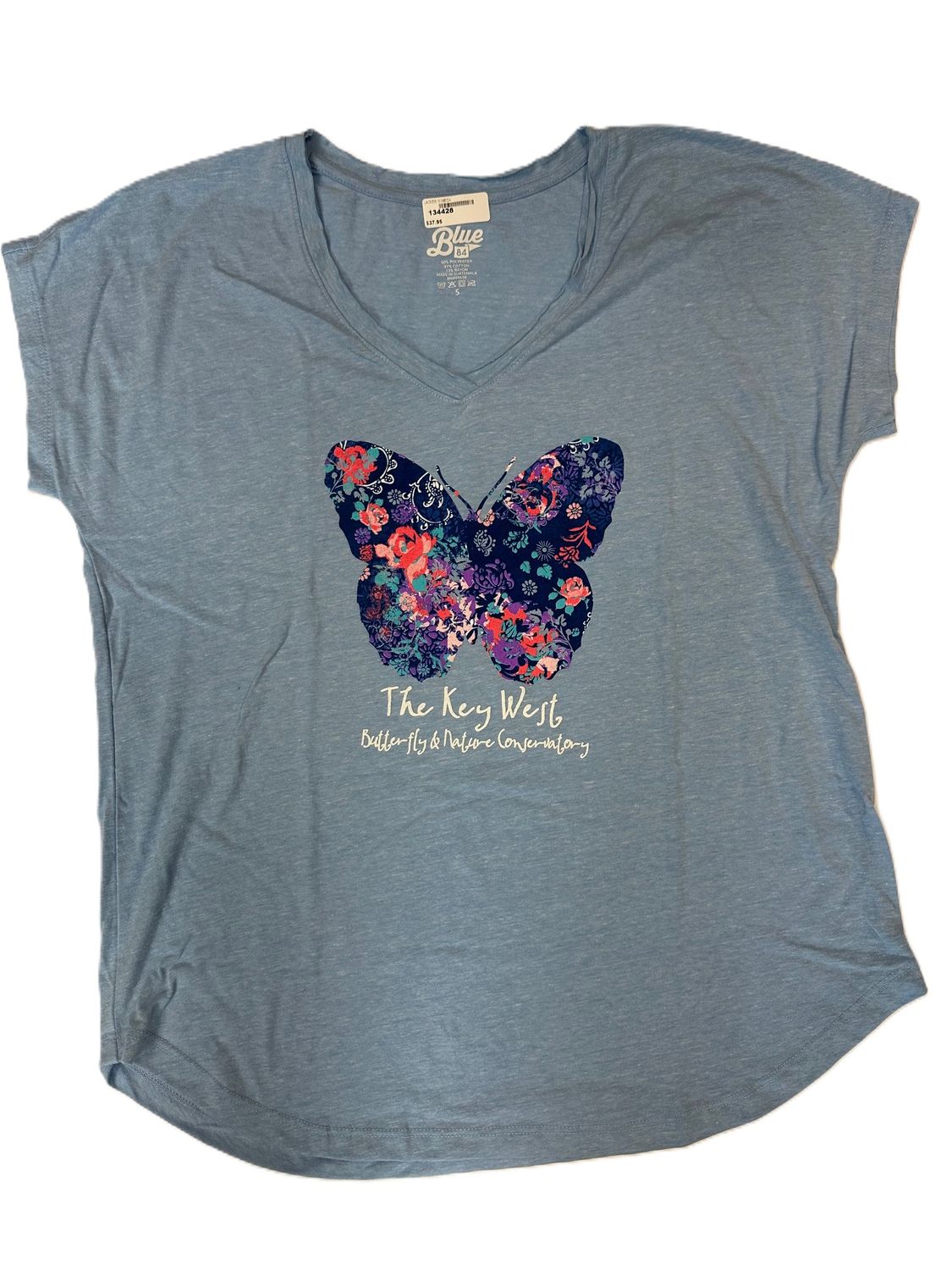 T-Shirt - V-neck Floral Butterfly